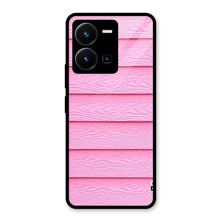 Pink Wood Glass Back Case for Vivo Y35