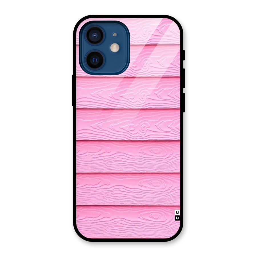 Pink Wood Glass Back Case for iPhone 12 Mini