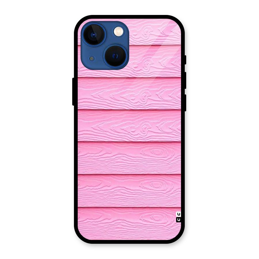 Pink Wood Glass Back Case for iPhone 13 Mini