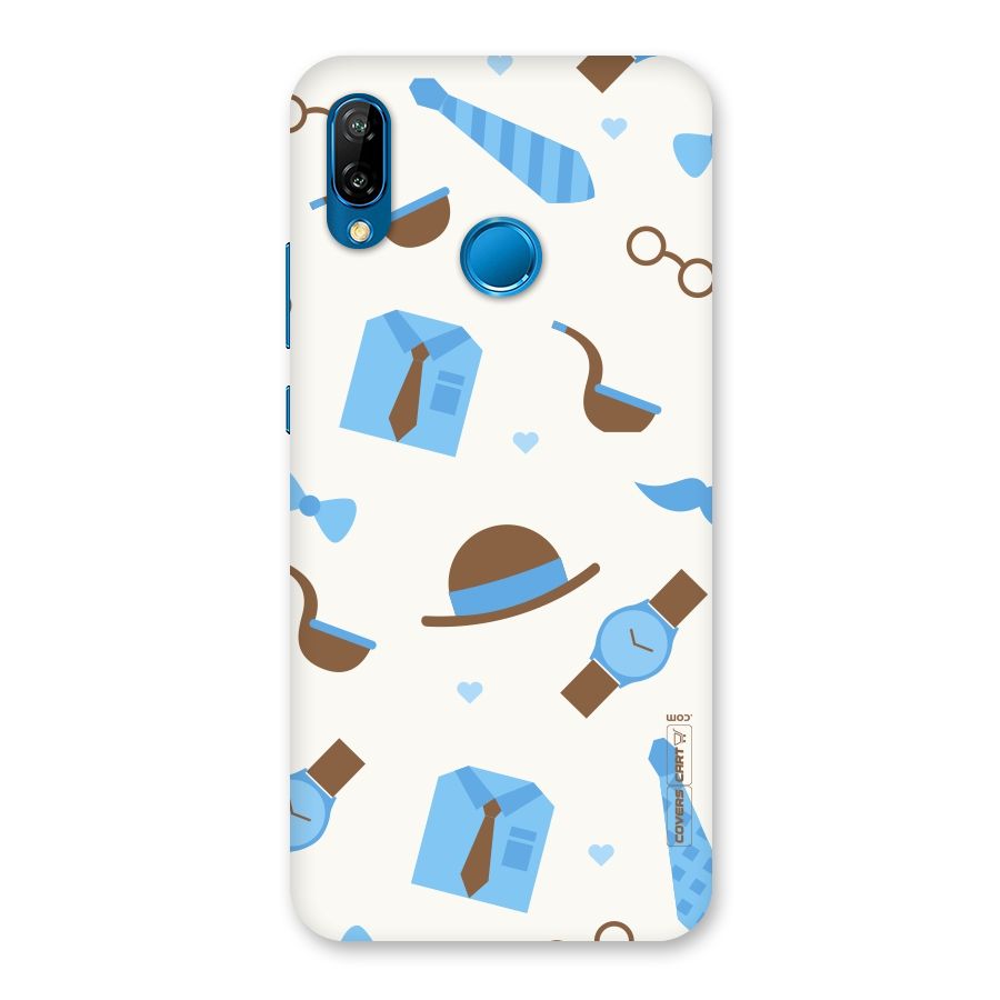 Pipe Hat Watch Pattern Back Case for Huawei P20 Lite