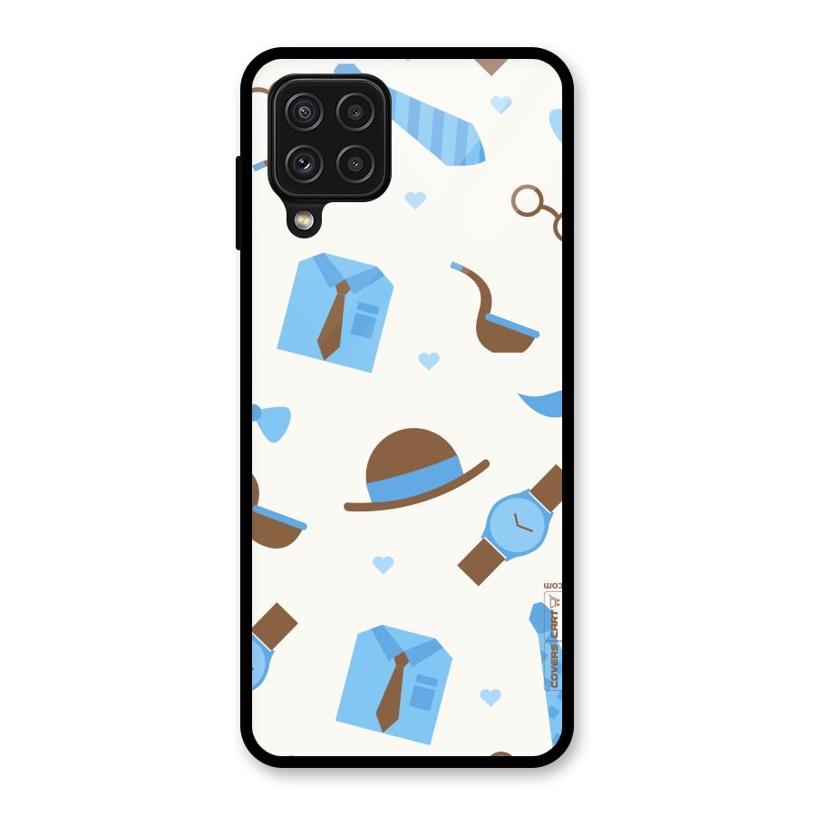 Pipe Hat Watch Pattern Glass Back Case for Galaxy A22 4G