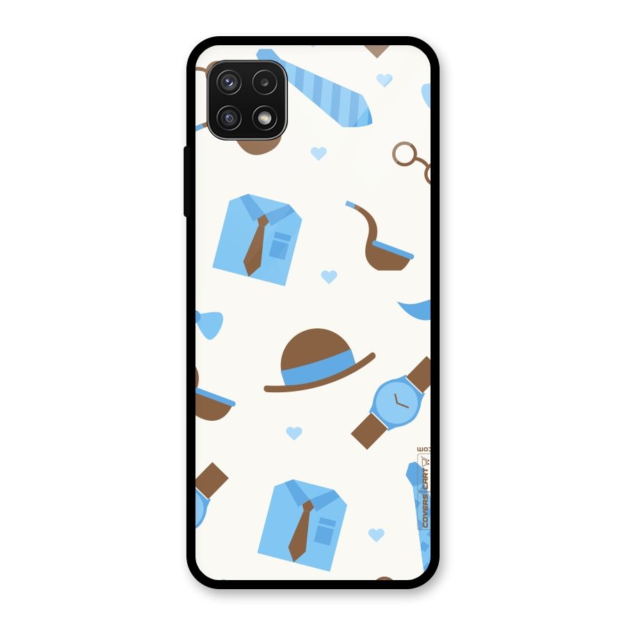 Pipe Hat Watch Pattern Glass Back Case for Galaxy A22 5G