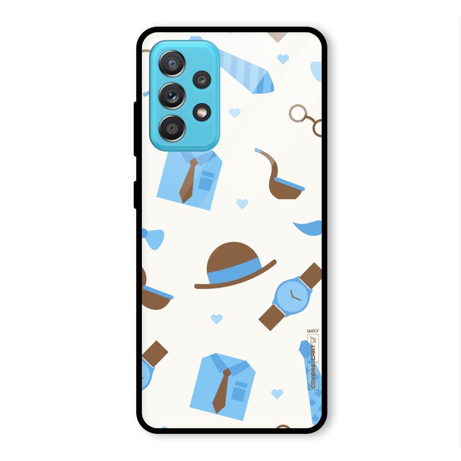 Pipe Hat Watch Pattern Glass Back Case for Galaxy A52
