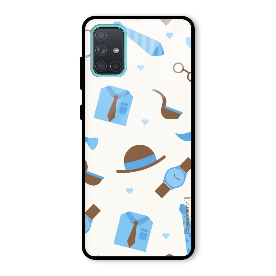Pipe Hat Watch Pattern Glass Back Case for Galaxy A71