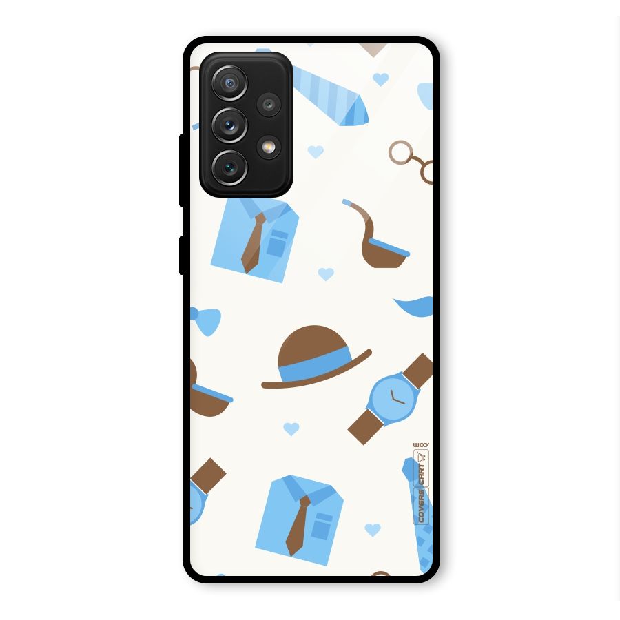 Pipe Hat Watch Pattern Glass Back Case for Galaxy A72