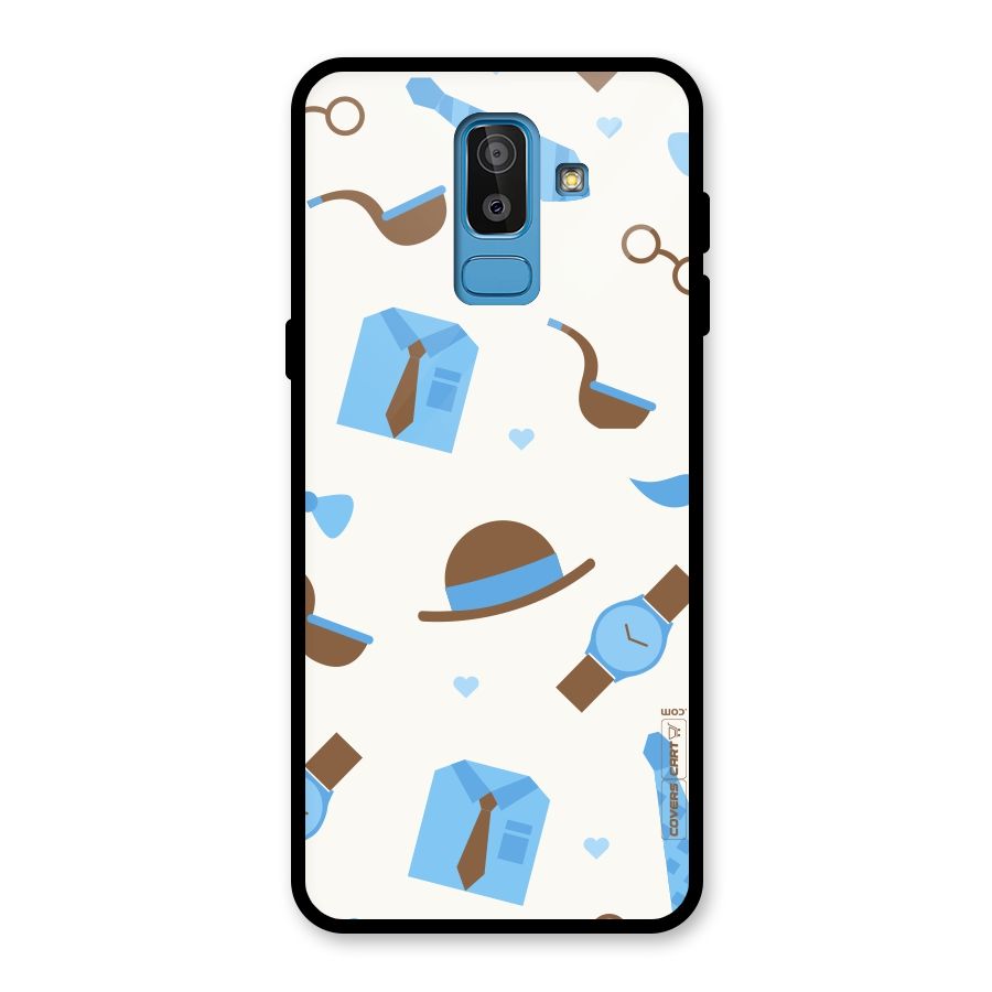 Pipe Hat Watch Pattern Glass Back Case for Galaxy J8