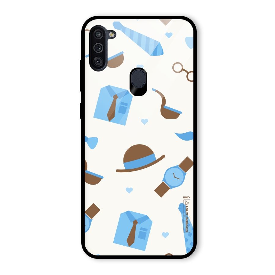Pipe Hat Watch Pattern Glass Back Case for Galaxy M11
