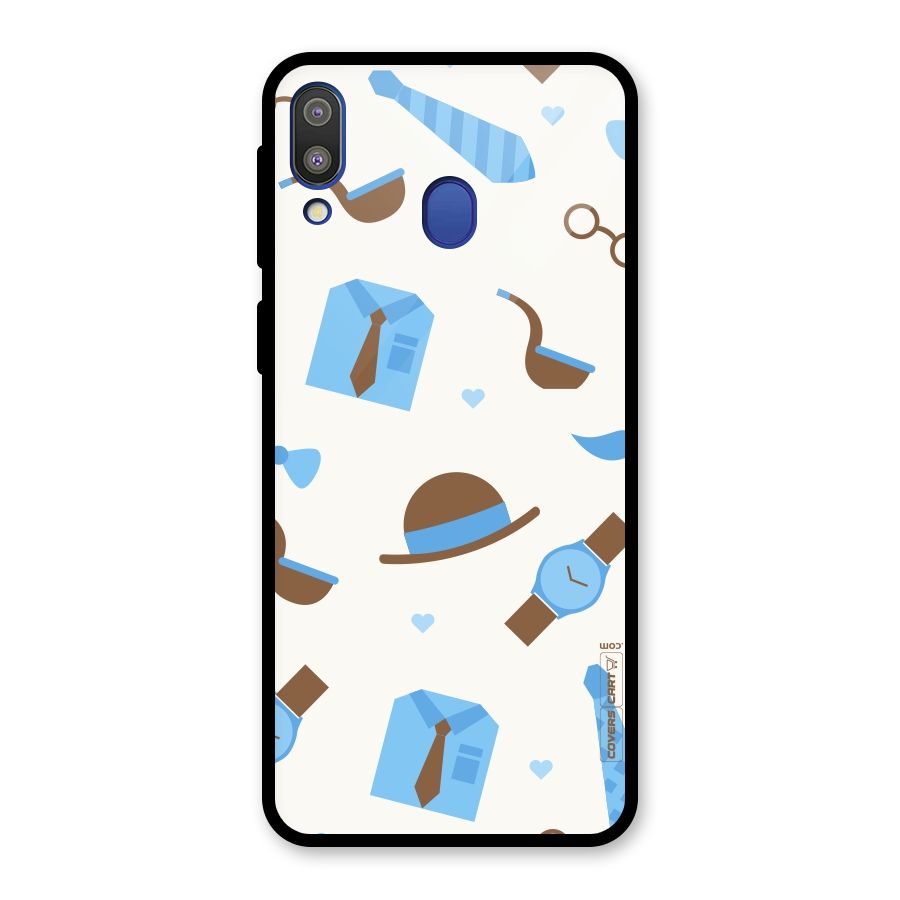 Pipe Hat Watch Pattern Glass Back Case for Galaxy M20