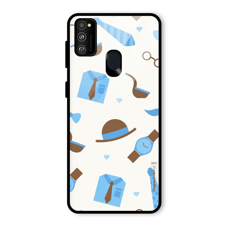 Pipe Hat Watch Pattern Glass Back Case for Galaxy M30s