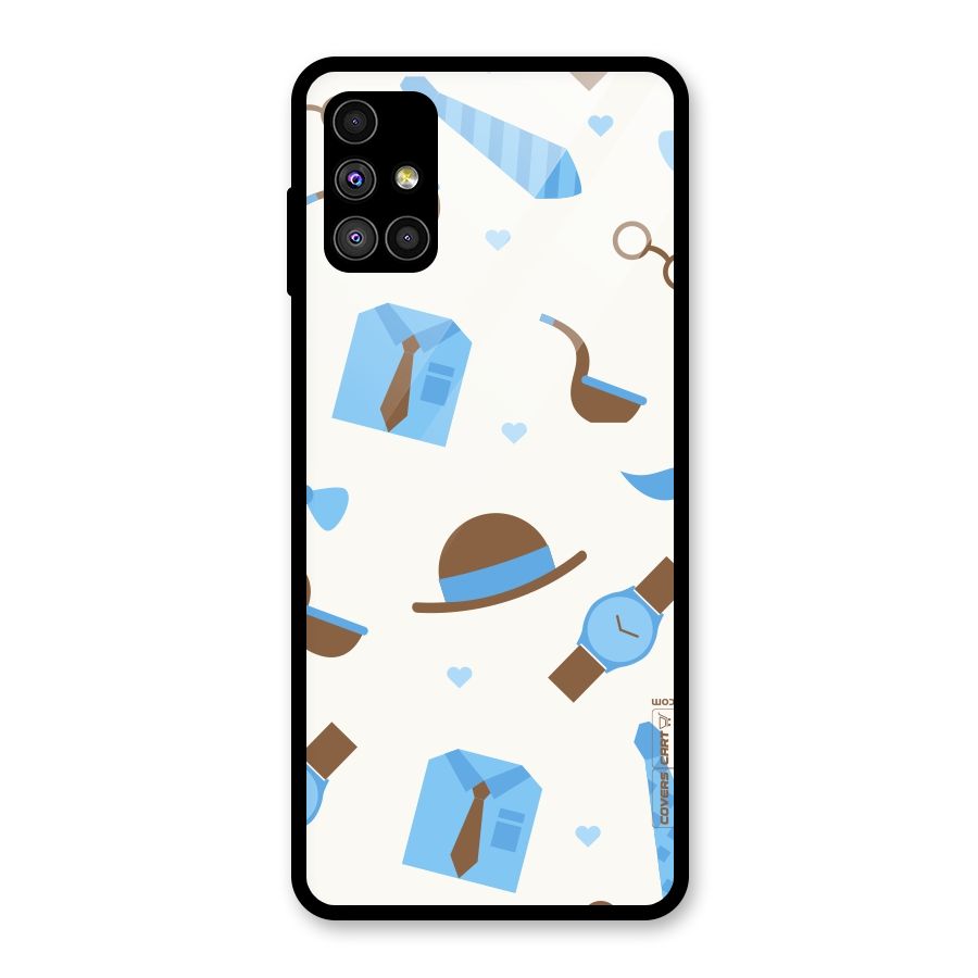 Pipe Hat Watch Pattern Glass Back Case for Galaxy M51
