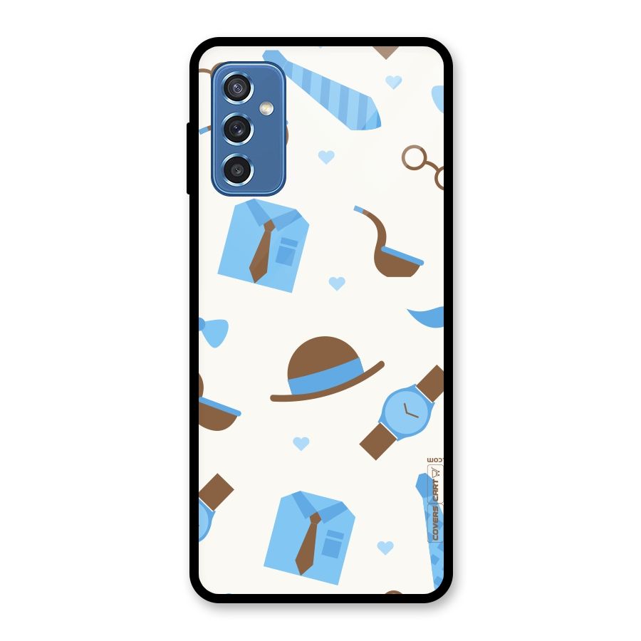 Pipe Hat Watch Pattern Glass Back Case for Galaxy M52 5G