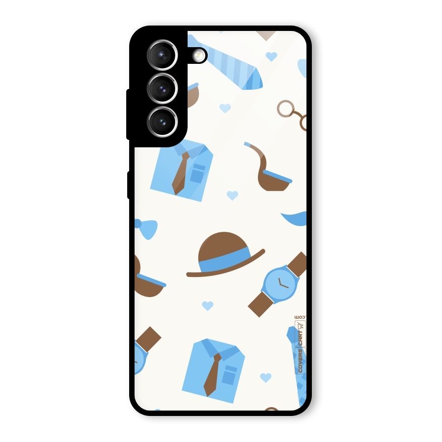 Pipe Hat Watch Pattern Glass Back Case for Galaxy S21 5G