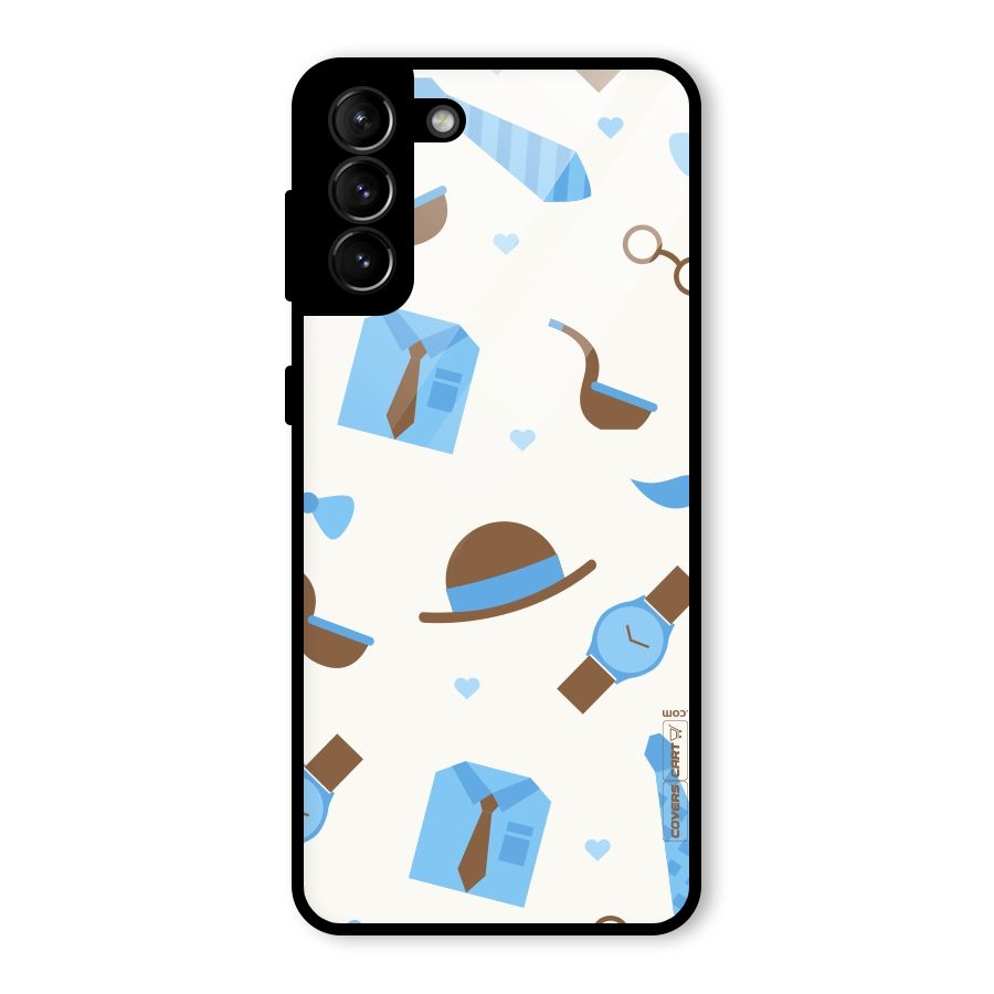 Pipe Hat Watch Pattern Glass Back Case for Galaxy S21 Plus