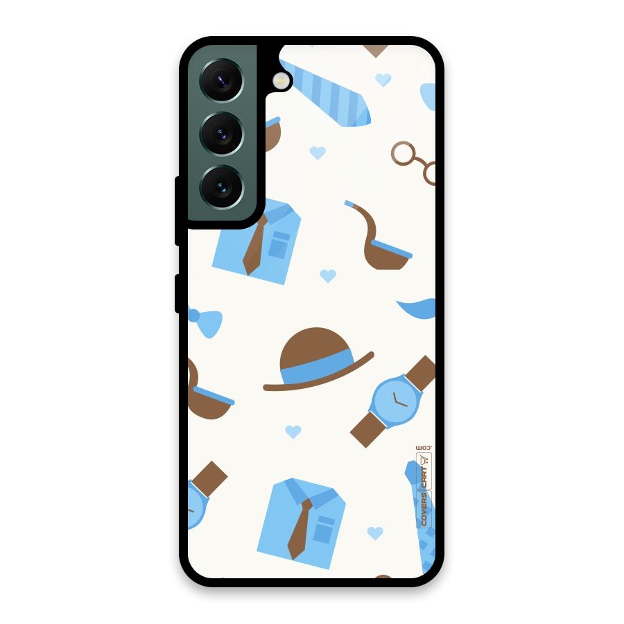 Pipe Hat Watch Pattern Glass Back Case for Galaxy S22 5G
