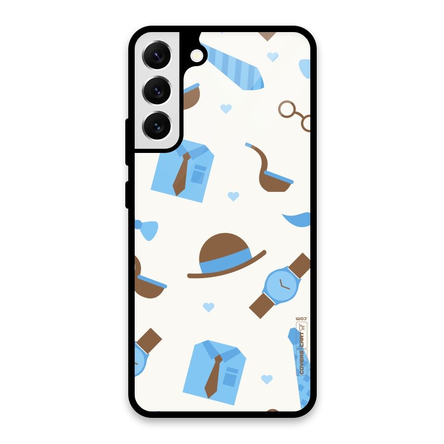 Pipe Hat Watch Pattern Glass Back Case for Galaxy S22 Plus 5G