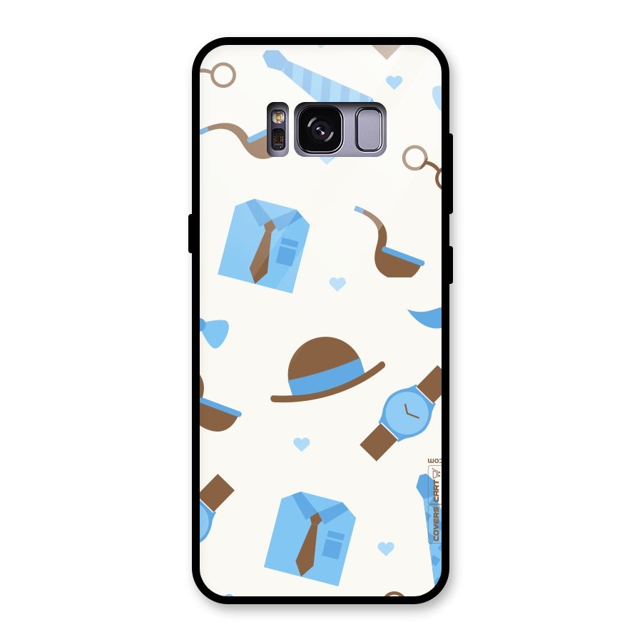 Pipe Hat Watch Pattern Glass Back Case for Galaxy S8