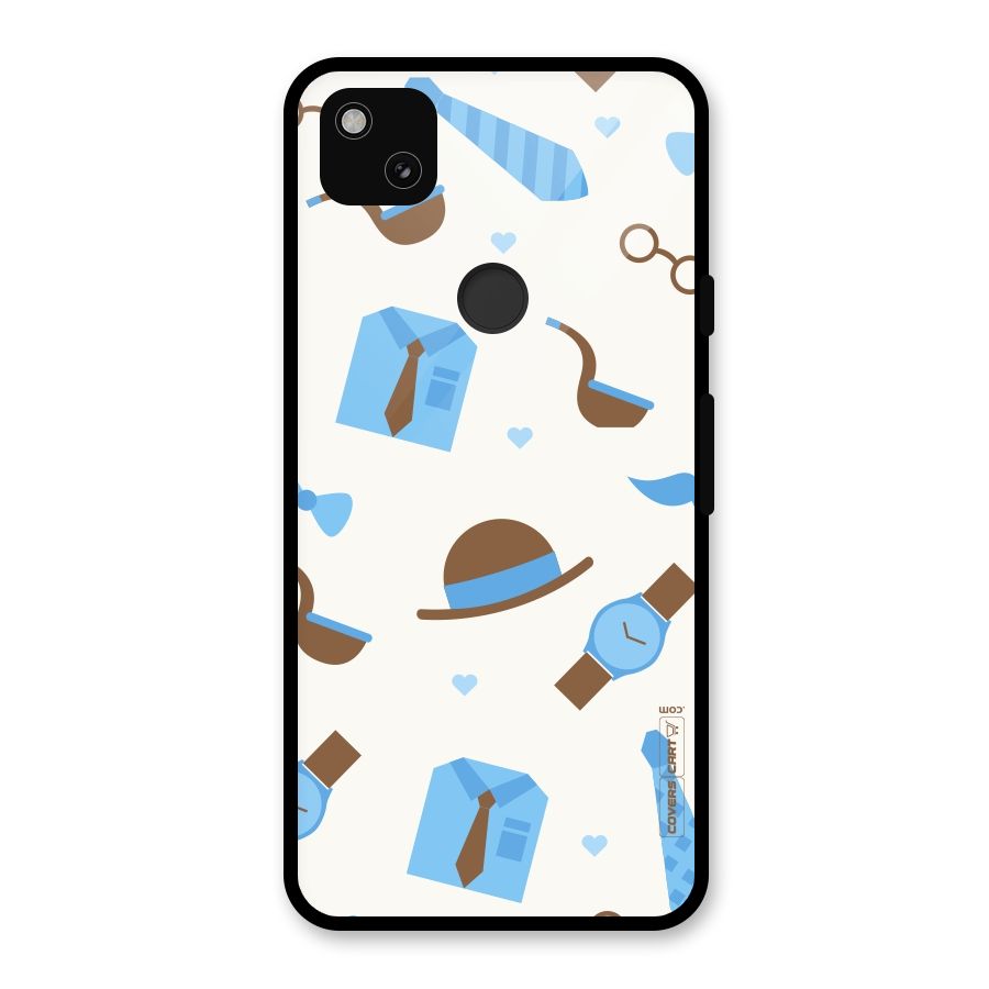 Pipe Hat Watch Pattern Glass Back Case for Google Pixel 4a