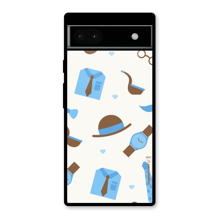 Pipe Hat Watch Pattern Glass Back Case for Google Pixel 6a