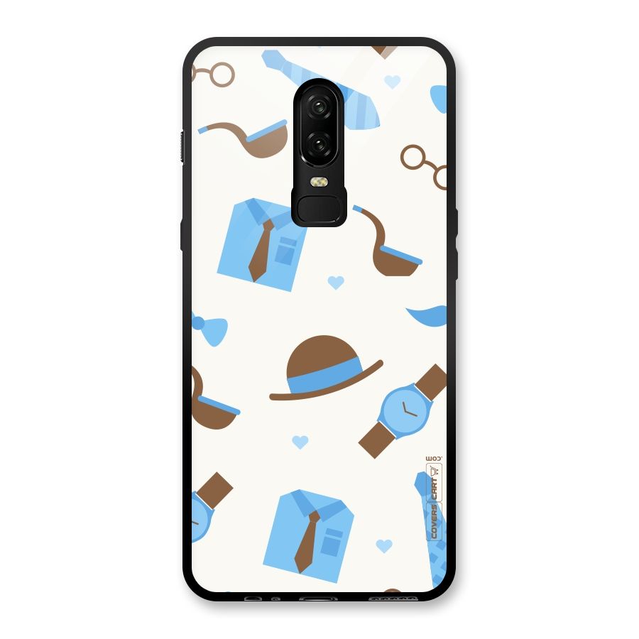 Pipe Hat Watch Pattern Glass Back Case for OnePlus 6
