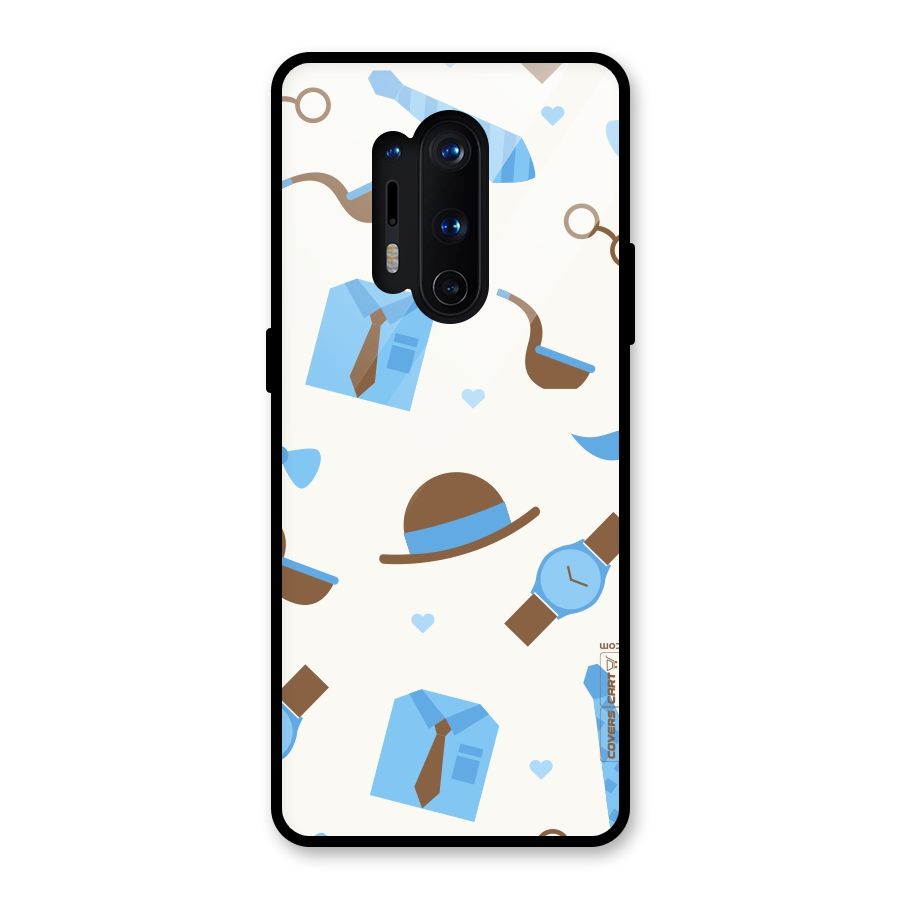 Pipe Hat Watch Pattern Glass Back Case for OnePlus 8 Pro