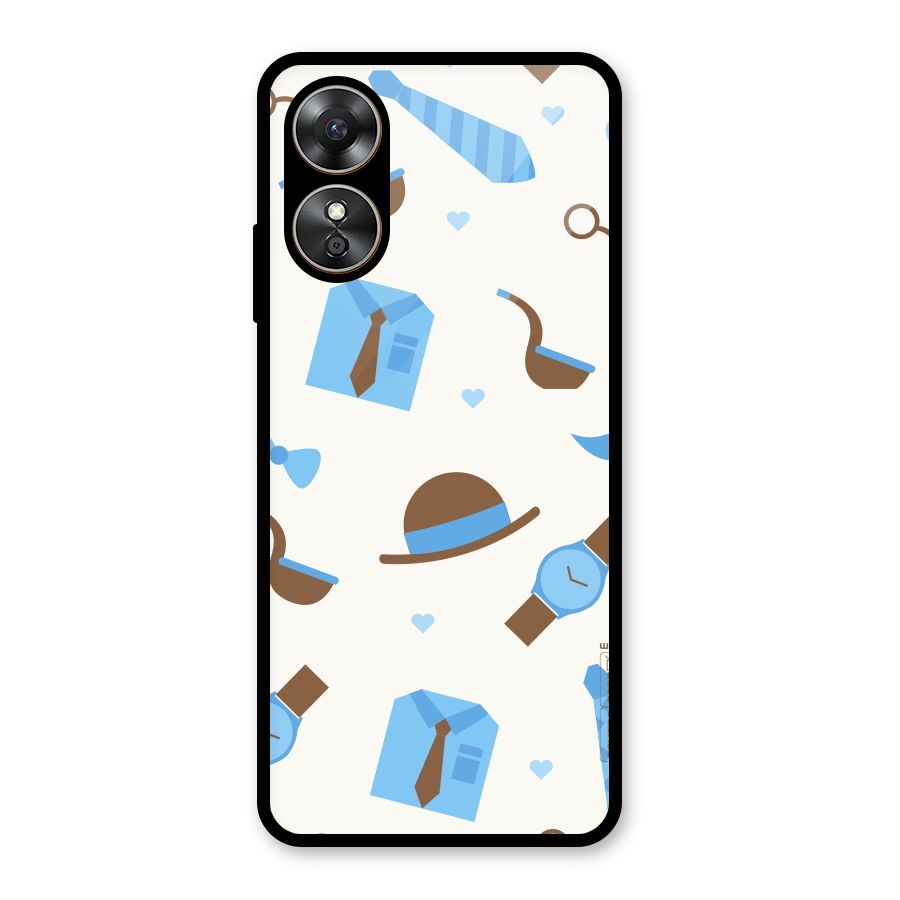 Pipe Hat Watch Pattern Glass Back Case for Oppo A17