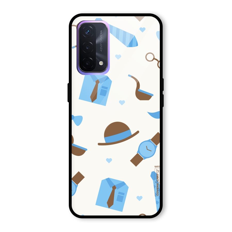Pipe Hat Watch Pattern Glass Back Case for Oppo A74 5G