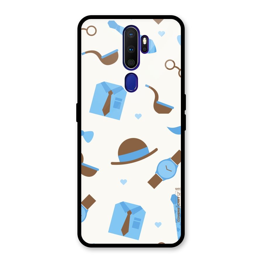 Pipe Hat Watch Pattern Glass Back Case for Oppo A9 (2020)