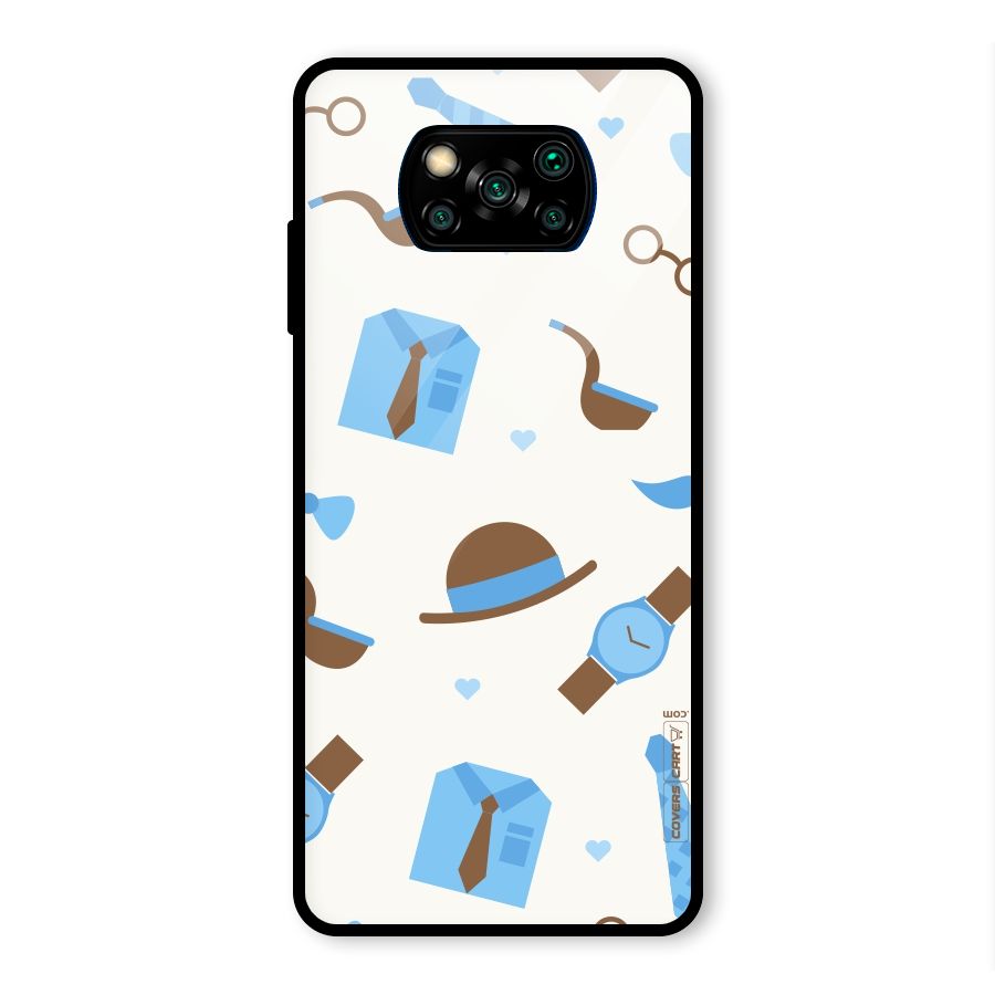 Pipe Hat Watch Pattern Glass Back Case for Poco X3 Pro