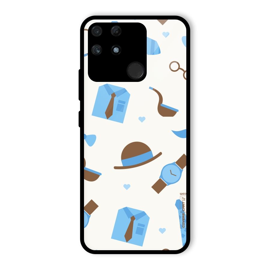 Pipe Hat Watch Pattern Glass Back Case for Realme Narzo 50A