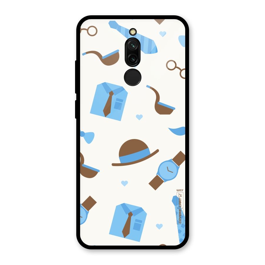 Pipe Hat Watch Pattern Glass Back Case for Redmi 8