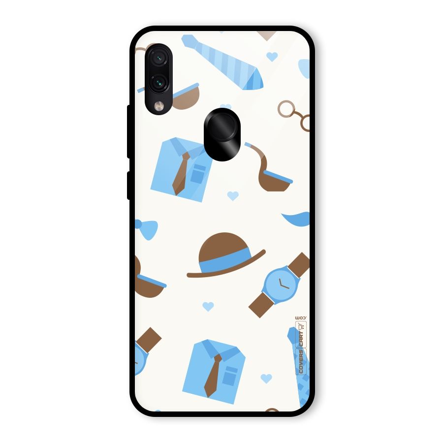 Pipe Hat Watch Pattern Glass Back Case for Redmi Note 7
