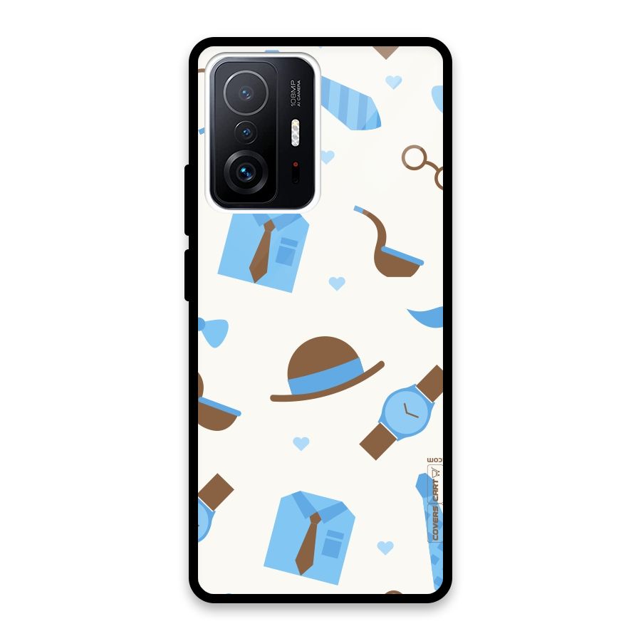 Pipe Hat Watch Pattern Glass Back Case for Xiaomi 11T Pro