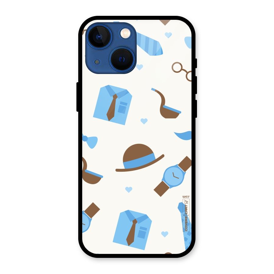 Pipe Hat Watch Pattern Glass Back Case for iPhone 13 Mini