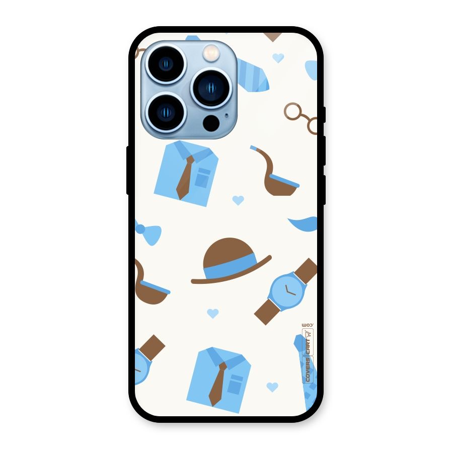Pipe Hat Watch Pattern Glass Back Case for iPhone 13 Pro