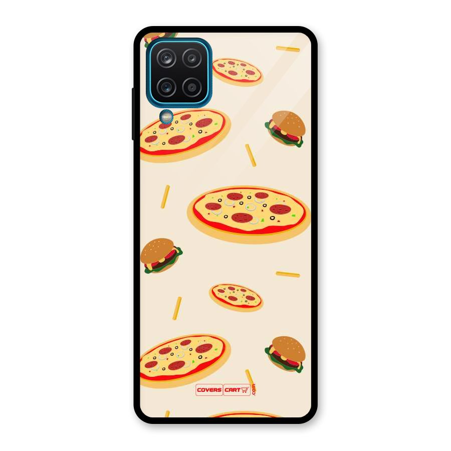 Pizza and Burger Love Glass Back Case for Galaxy A12