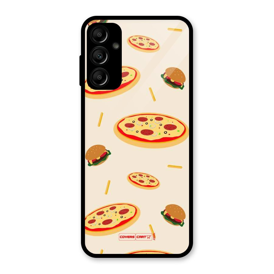 Pizza and Burger Love Glass Back Case for Galaxy A14 5G