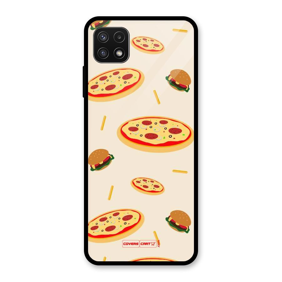 Pizza and Burger Love Glass Back Case for Galaxy A22 5G