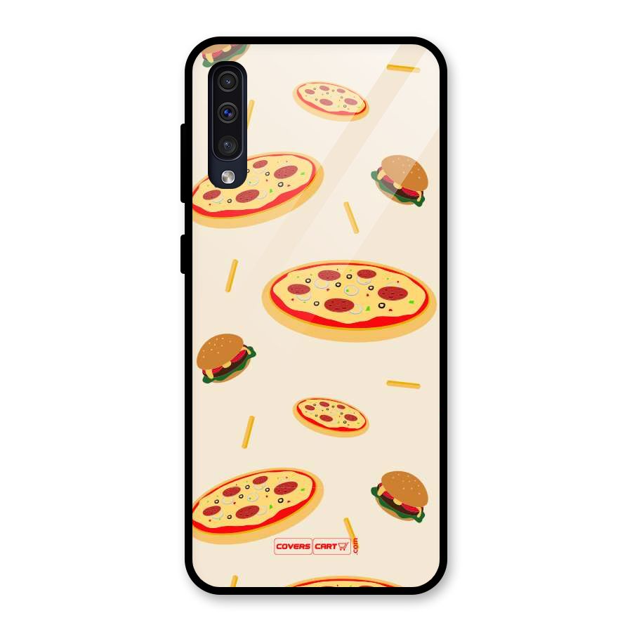 Pizza and Burger Love Glass Back Case for Galaxy A50