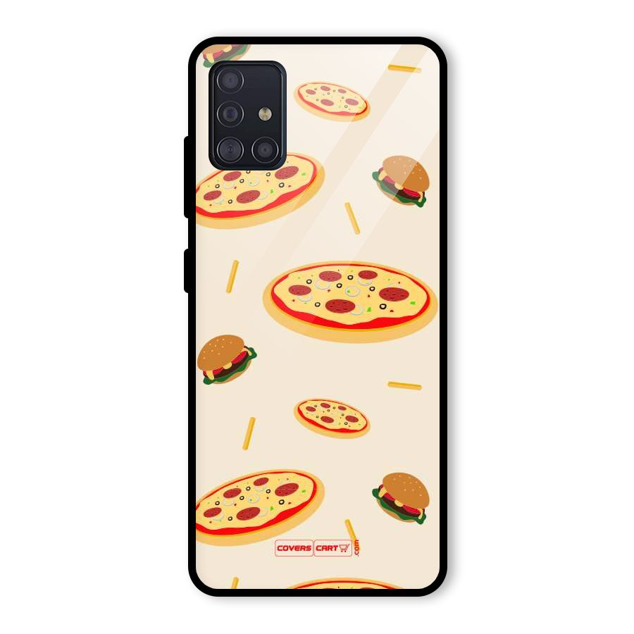 Pizza and Burger Love Glass Back Case for Galaxy A51