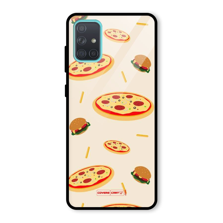Pizza and Burger Love Glass Back Case for Galaxy A71
