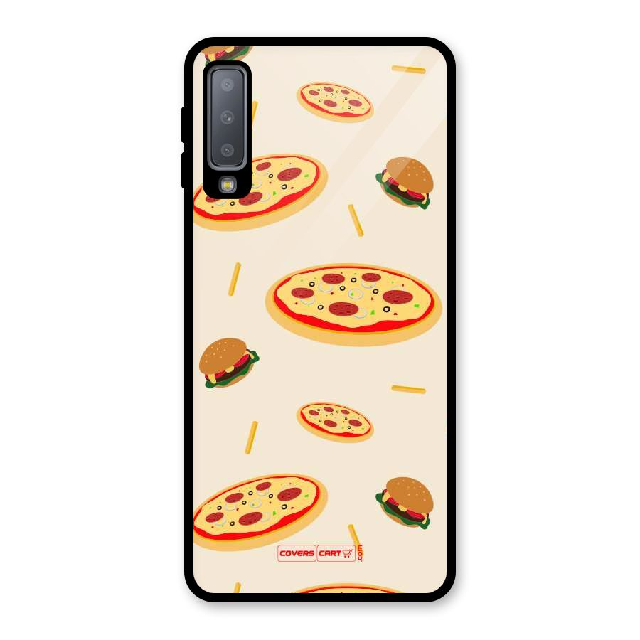 Pizza and Burger Love Glass Back Case for Galaxy A7 (2018)