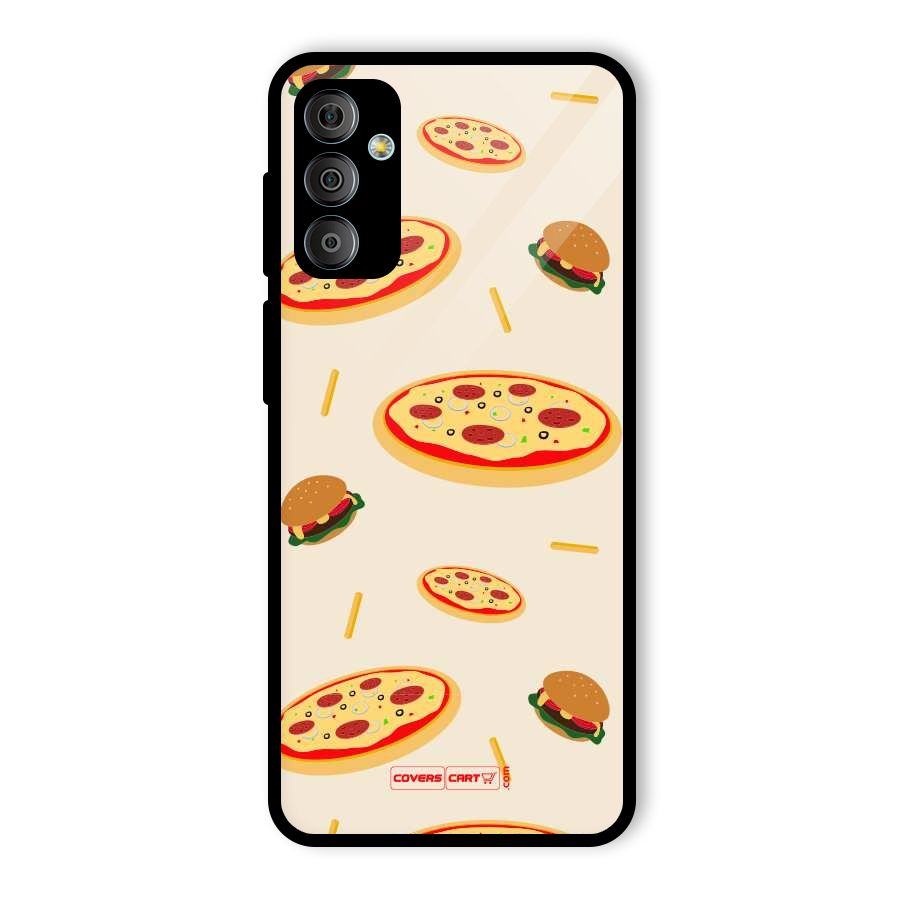 Pizza and Burger Love Glass Back Case for Galaxy F23