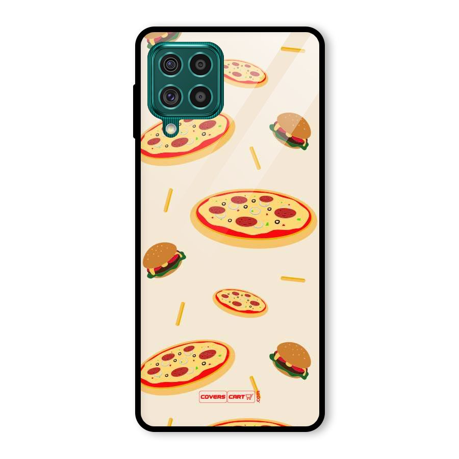 Pizza and Burger Love Glass Back Case for Galaxy F62