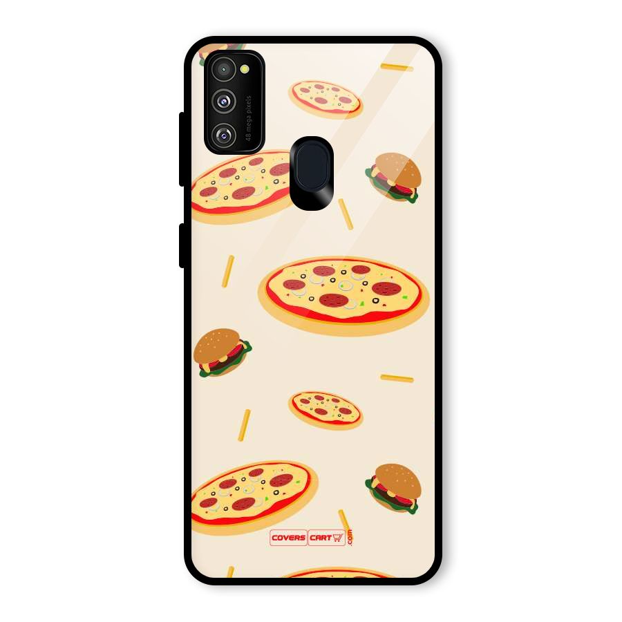 Pizza and Burger Love Glass Back Case for Galaxy M30s