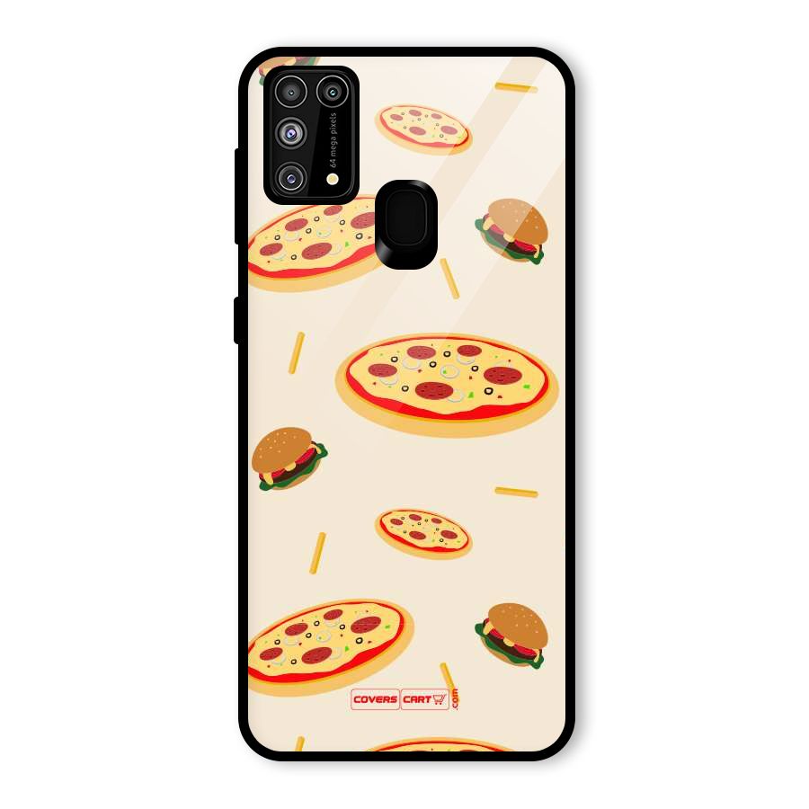 Pizza and Burger Love Glass Back Case for Galaxy M31