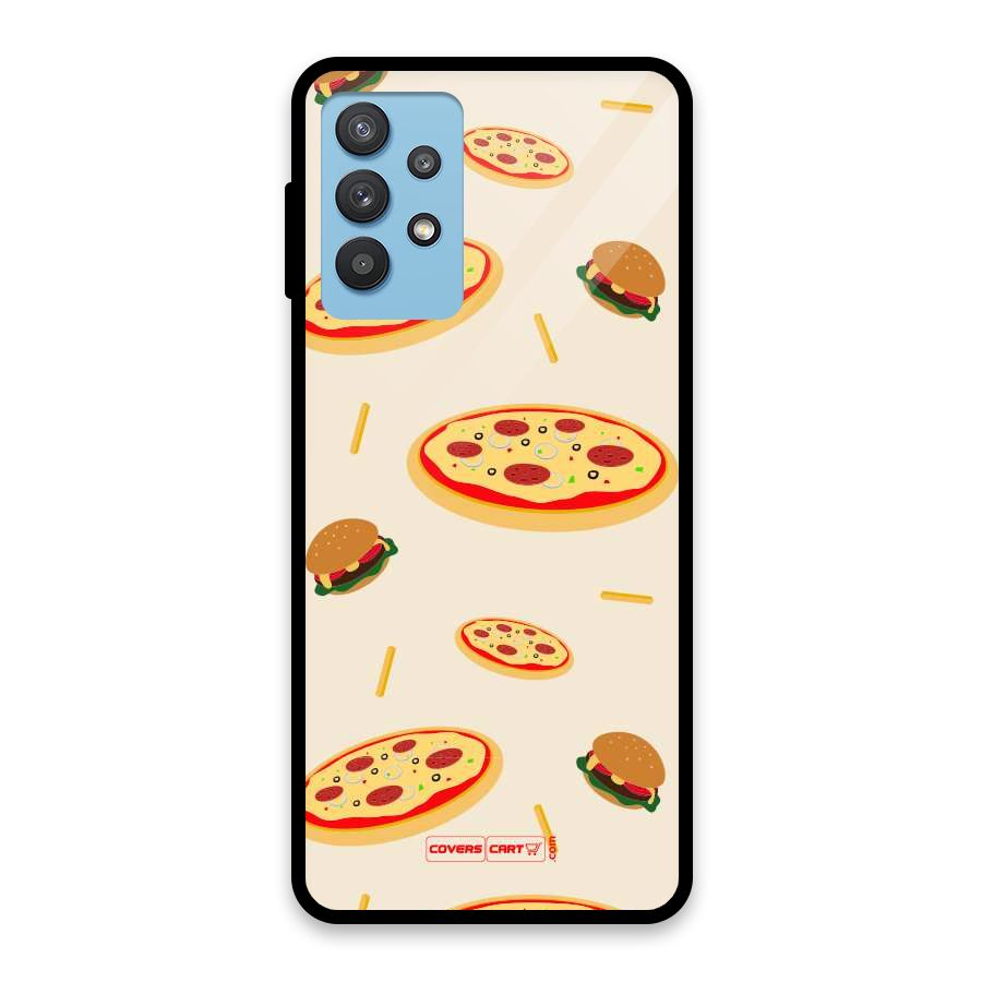 Pizza and Burger Love Glass Back Case for Galaxy M32 5G