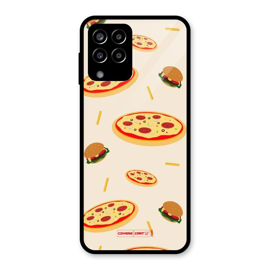 Pizza and Burger Love Glass Back Case for Galaxy M33