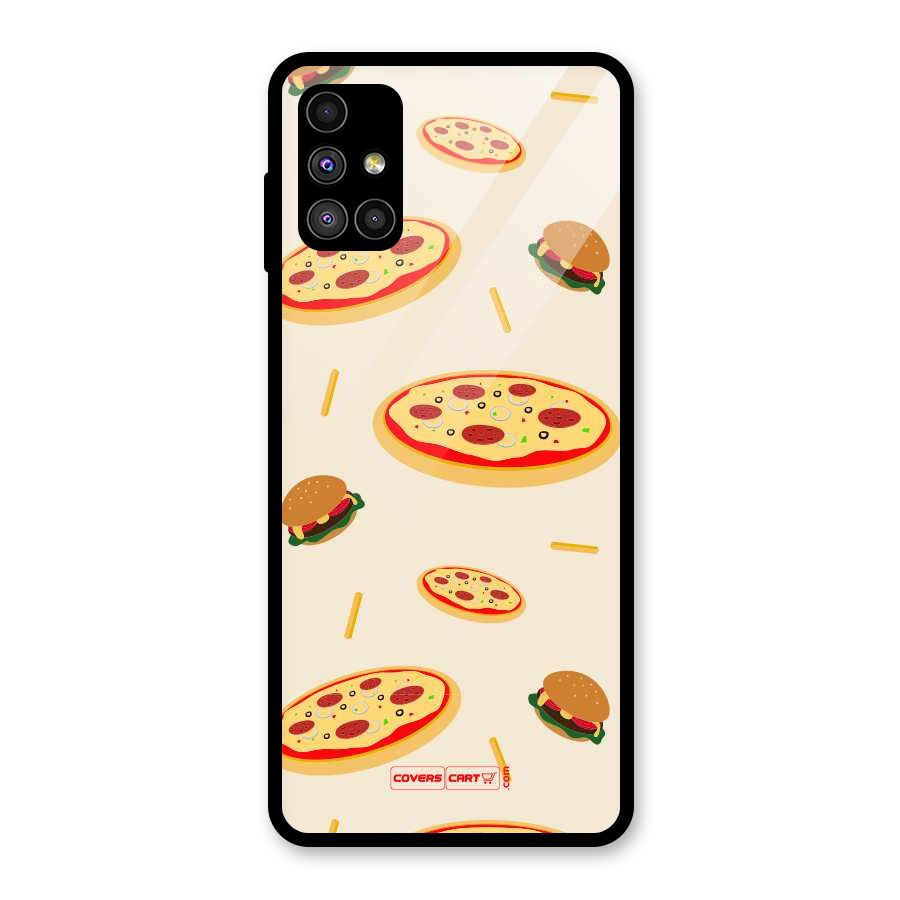 Pizza and Burger Love Glass Back Case for Galaxy M51