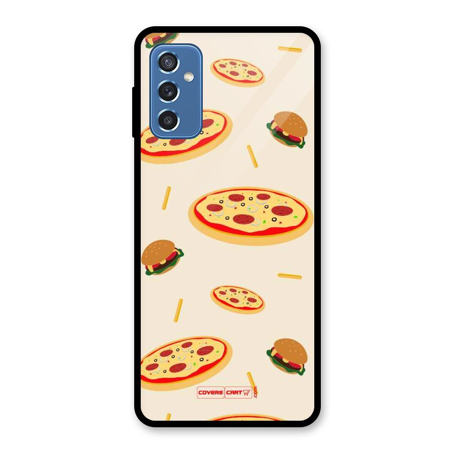 Pizza and Burger Love Glass Back Case for Galaxy M52 5G