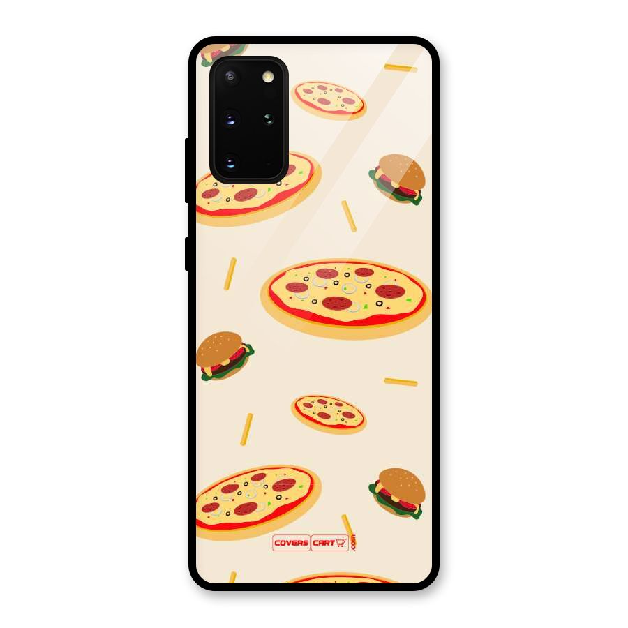 Pizza and Burger Love Glass Back Case for Galaxy S20 Plus